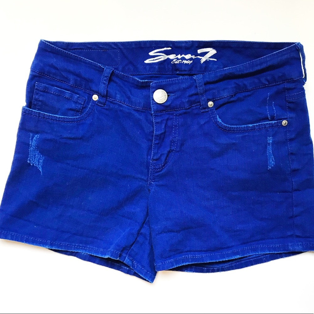 ✨Seven7 Distressed Royal Blue Denim Shorts